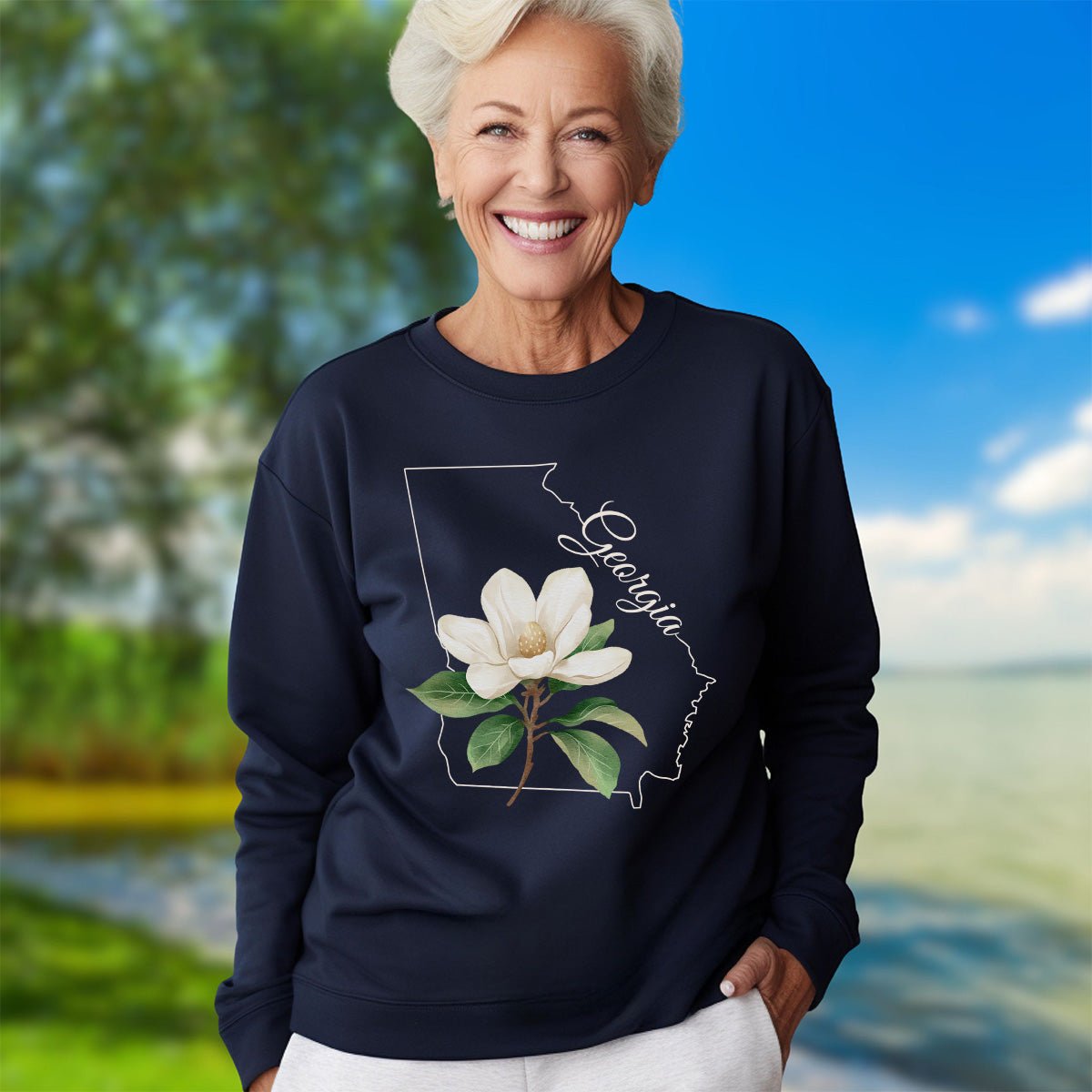 Georgia State Flower Sweatshirt - Sweet Bay Magnolia