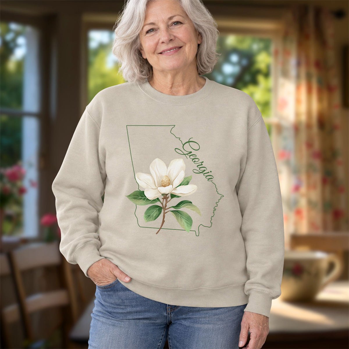 Georgia State Flower Sweatshirt - Sweet Bay Magnolia