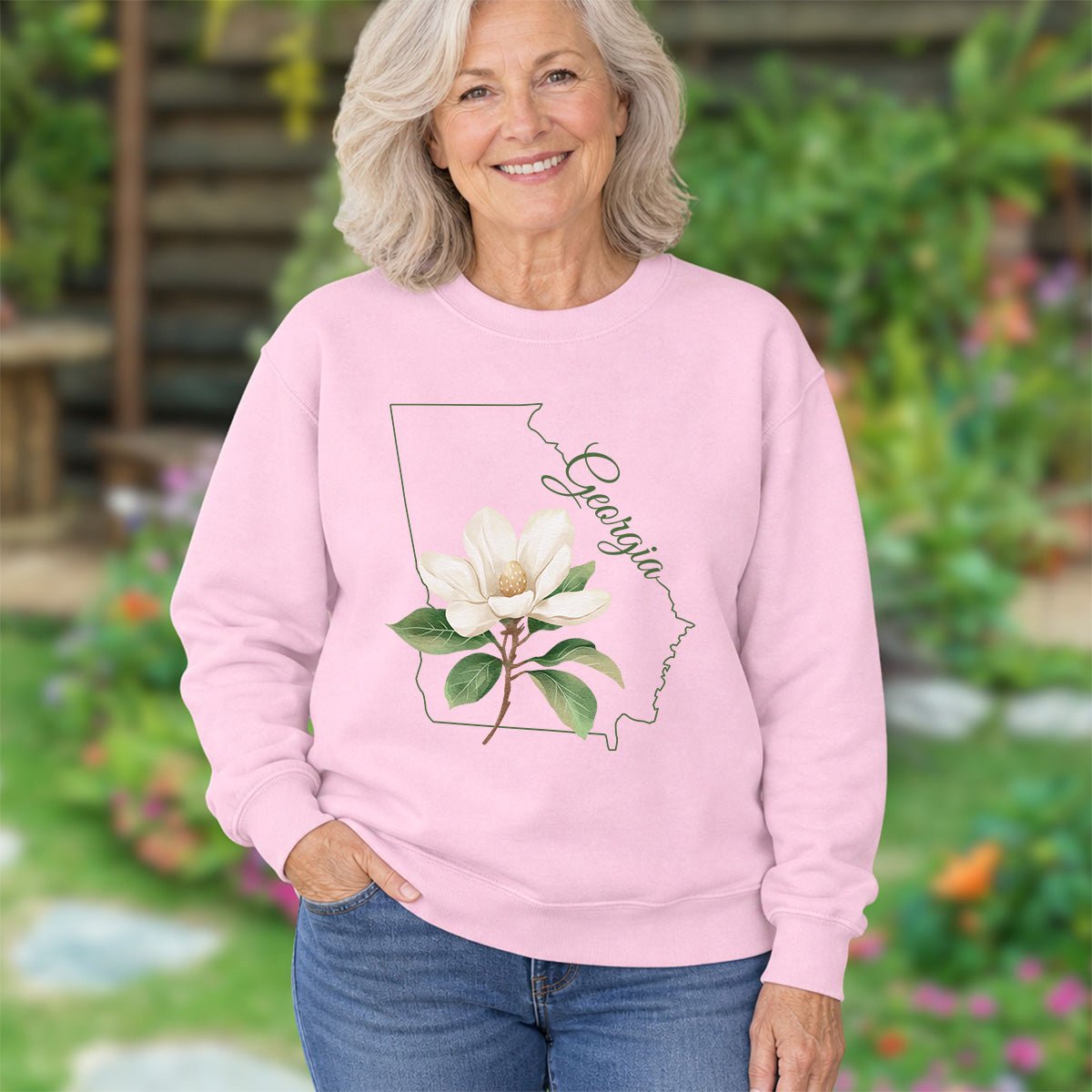 Georgia State Flower Sweatshirt - Sweet Bay Magnolia