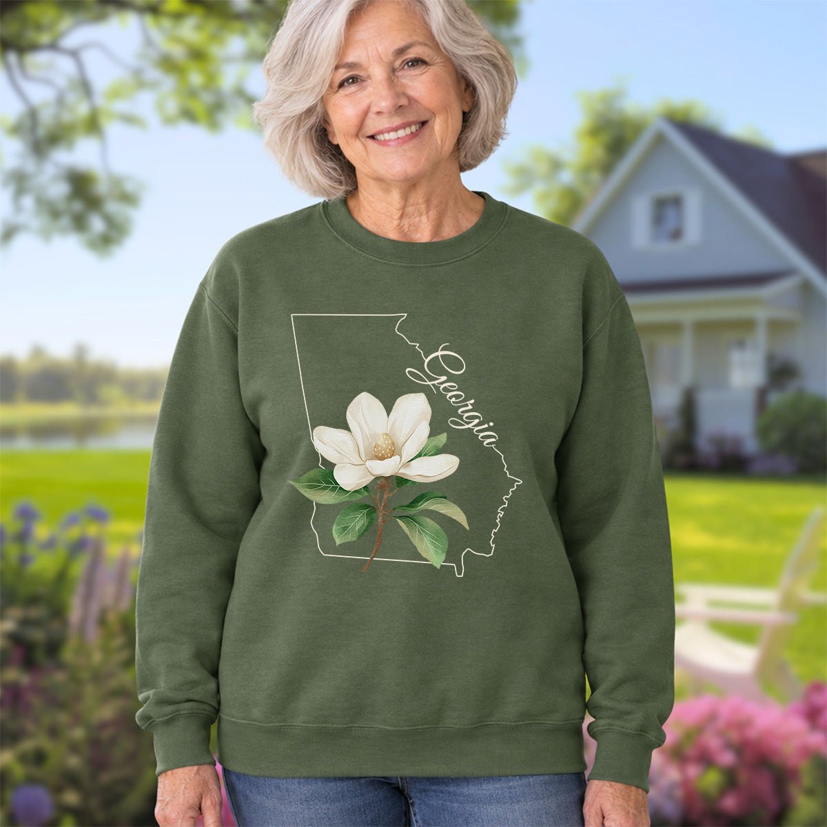 Georgia State Flower Sweatshirt - Sweet Bay Magnolia
