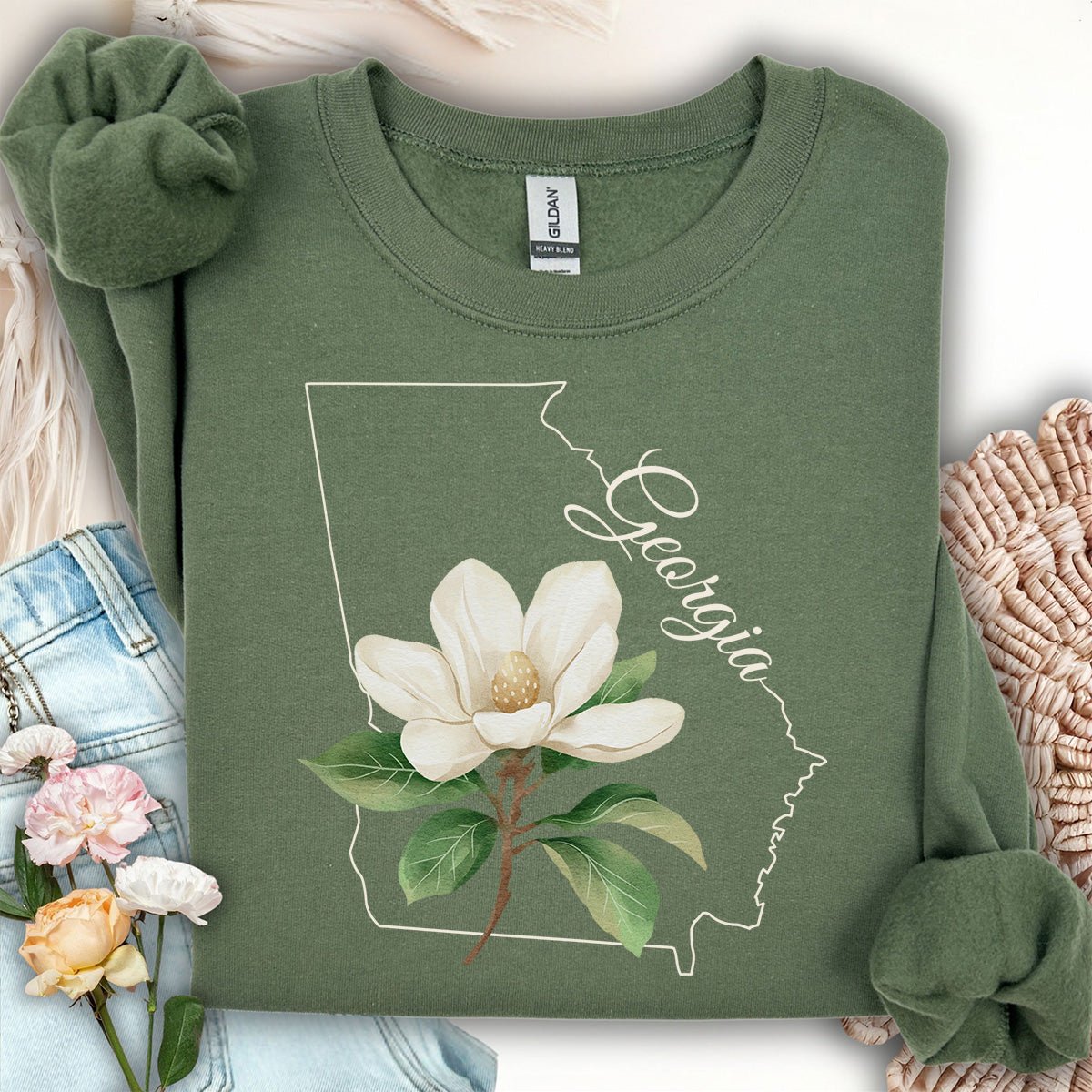 Georgia State Flower Sweatshirt - Sweet Bay Magnolia