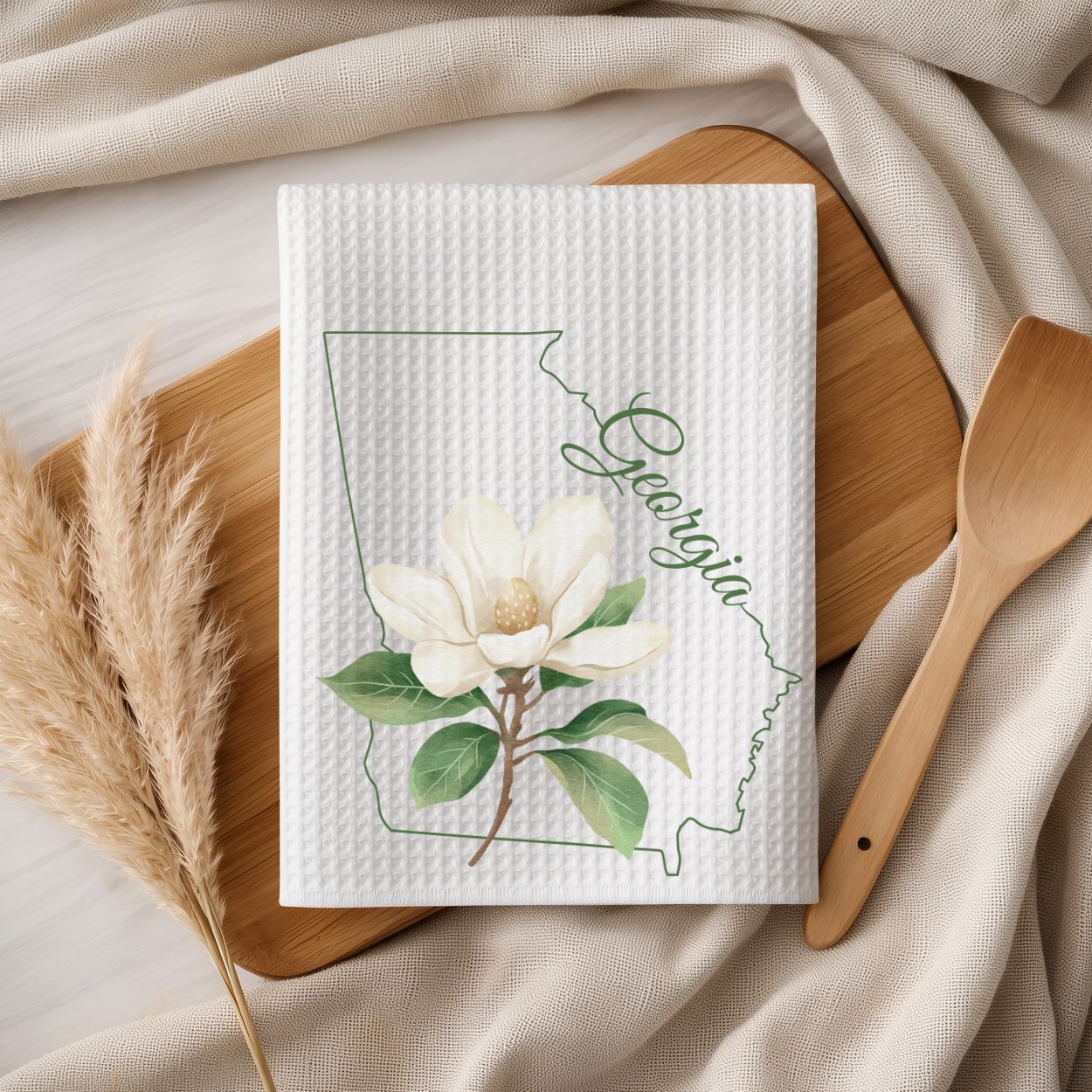 Georgia State Flower Tea Towel - Sweetbay Magnolia