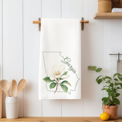 Georgia State Flower Tea Towel - Sweetbay Magnolia