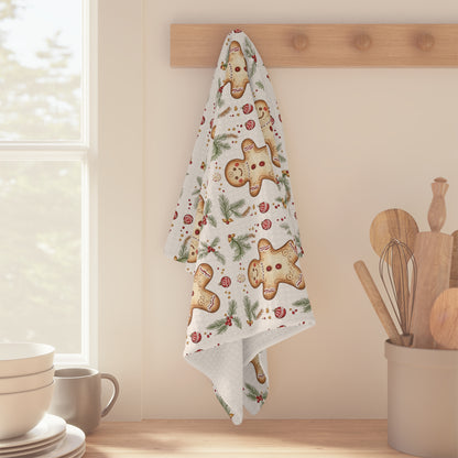 Gingerbread Cookie Pattern Microfiber Tea Towel