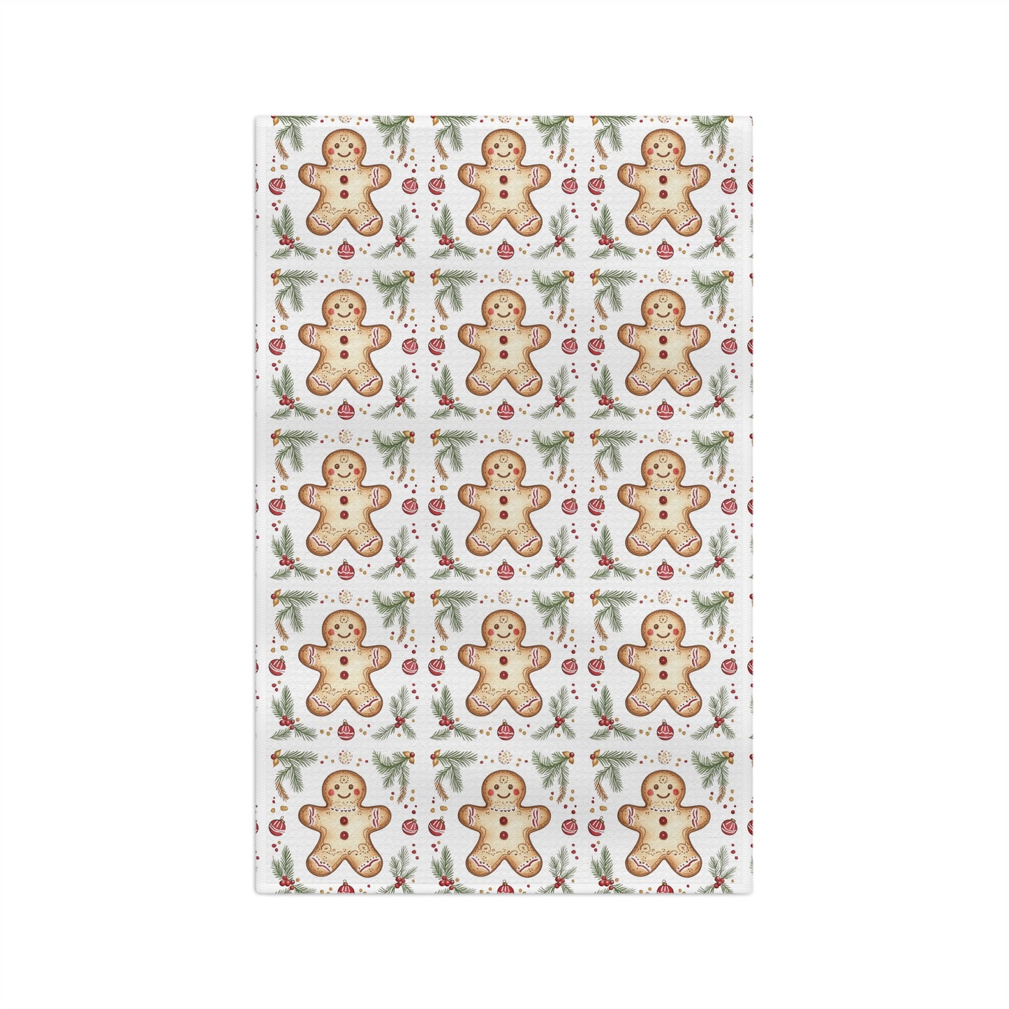 Gingerbread Cookie Pattern Microfiber Tea Towel