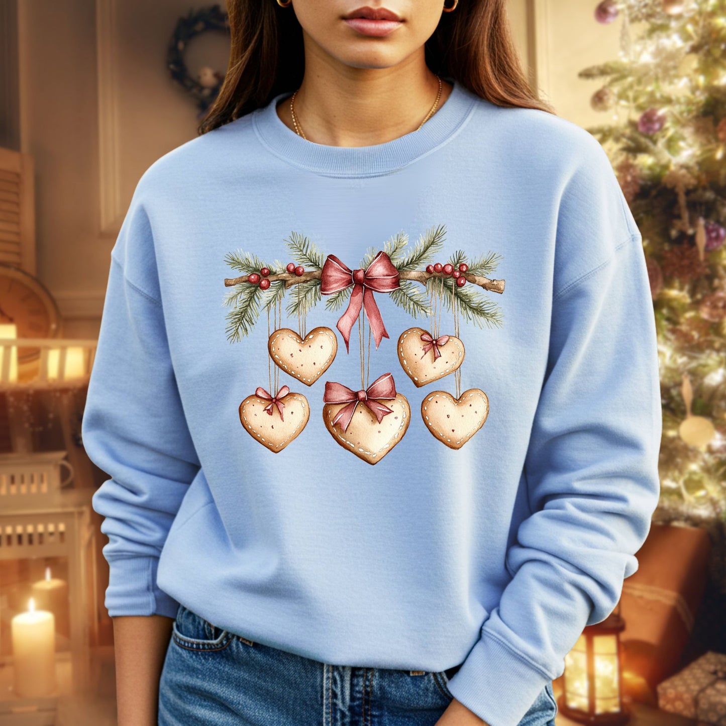 Gingerbread Heart Garland Sweatshirt