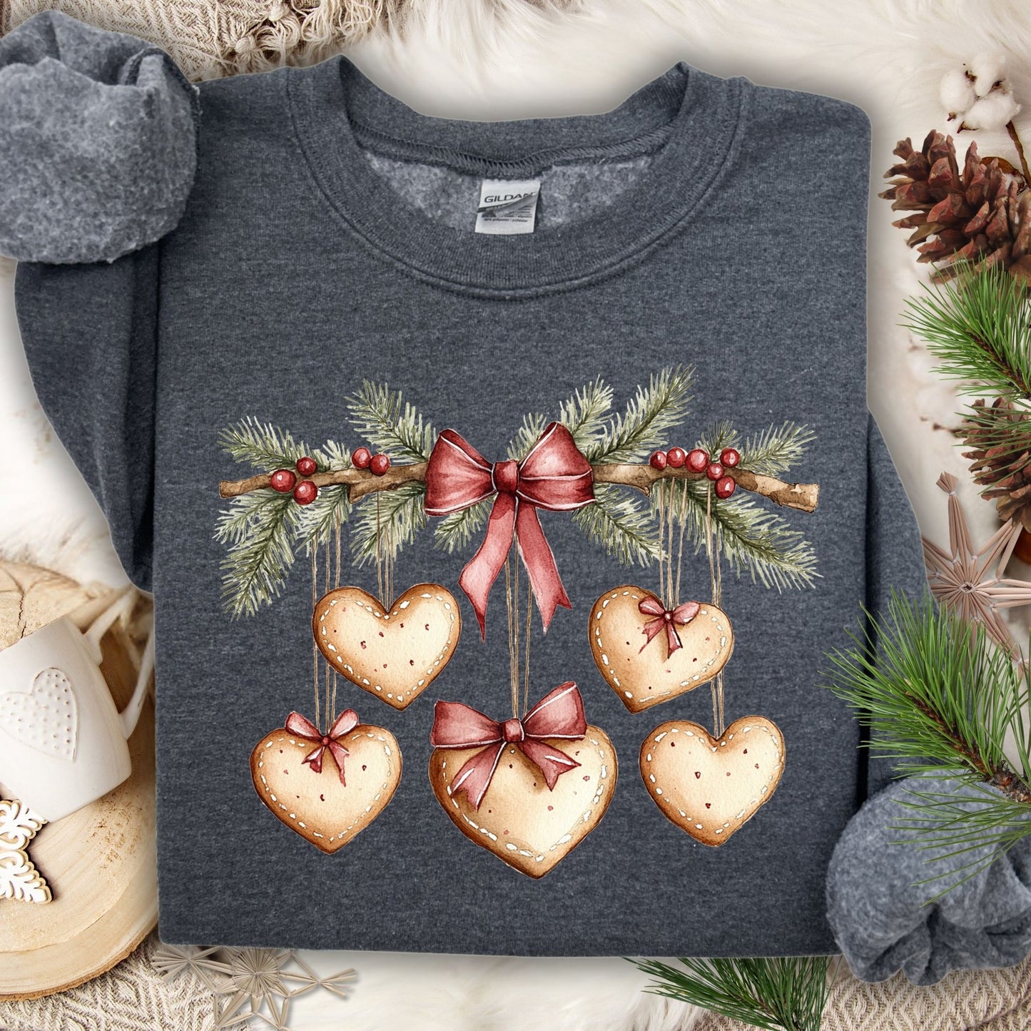 Gingerbread Heart Garland Sweatshirt