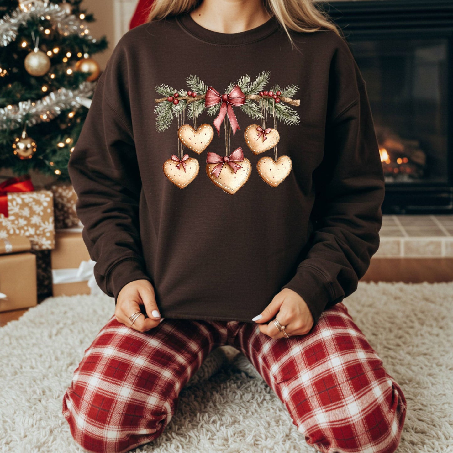 Gingerbread Heart Garland Sweatshirt