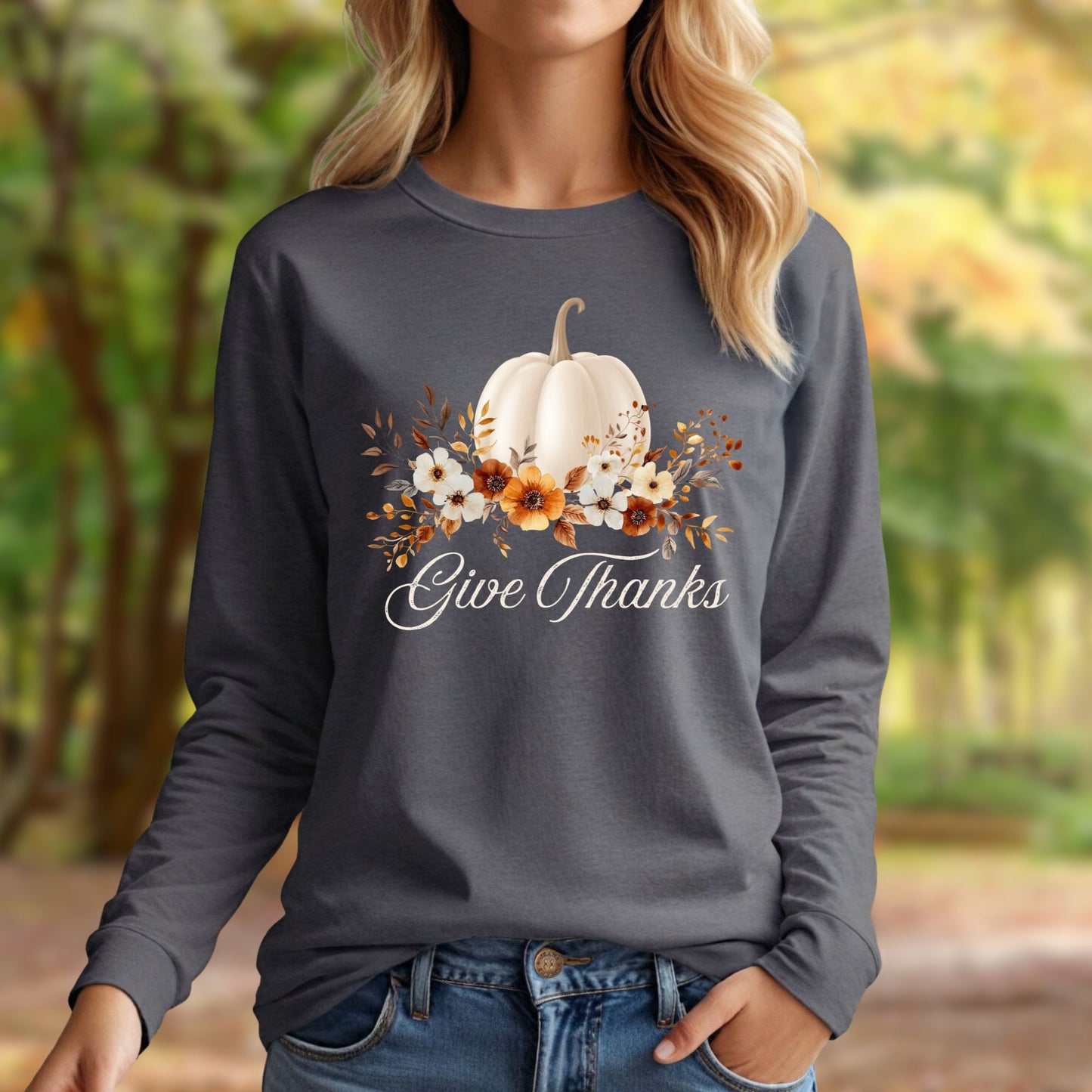 Give Thanks Pumpkin Long Sleeve Tee