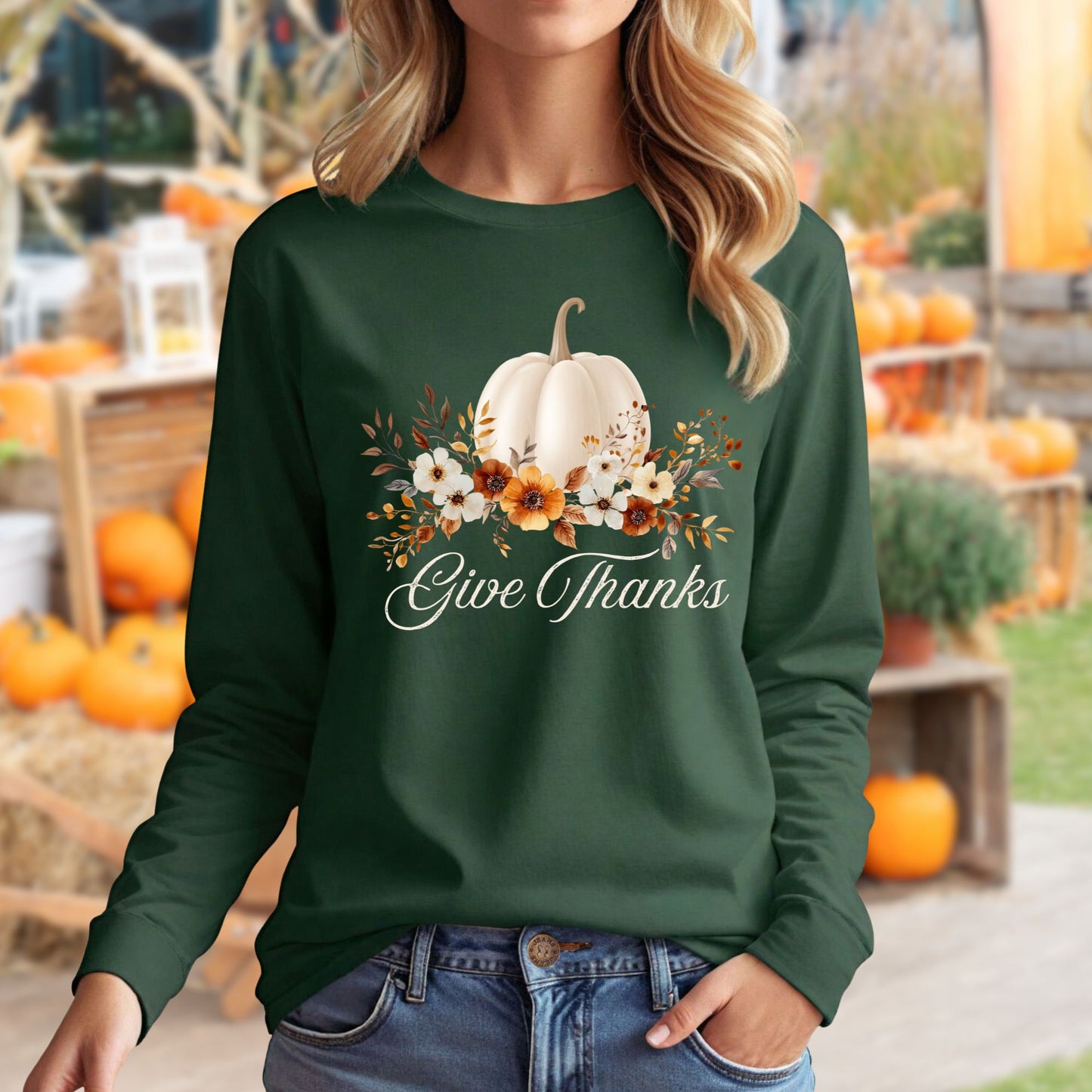 Give Thanks Pumpkin Long Sleeve Tee