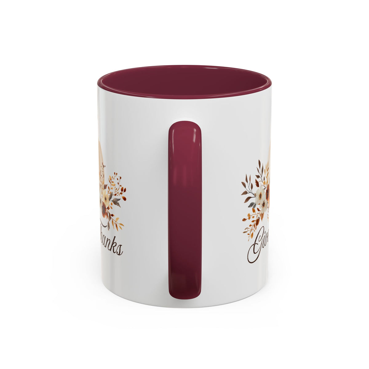 Give Thanks White Pumpkin Floral Mug  (11/15oz)