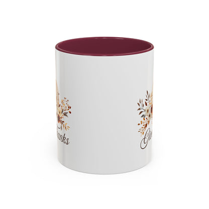 Give Thanks White Pumpkin Floral Mug  (11/15oz)