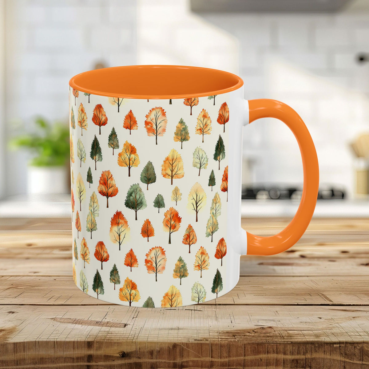 Golden Autumn Watercolor Trees Mug (11/15oz)