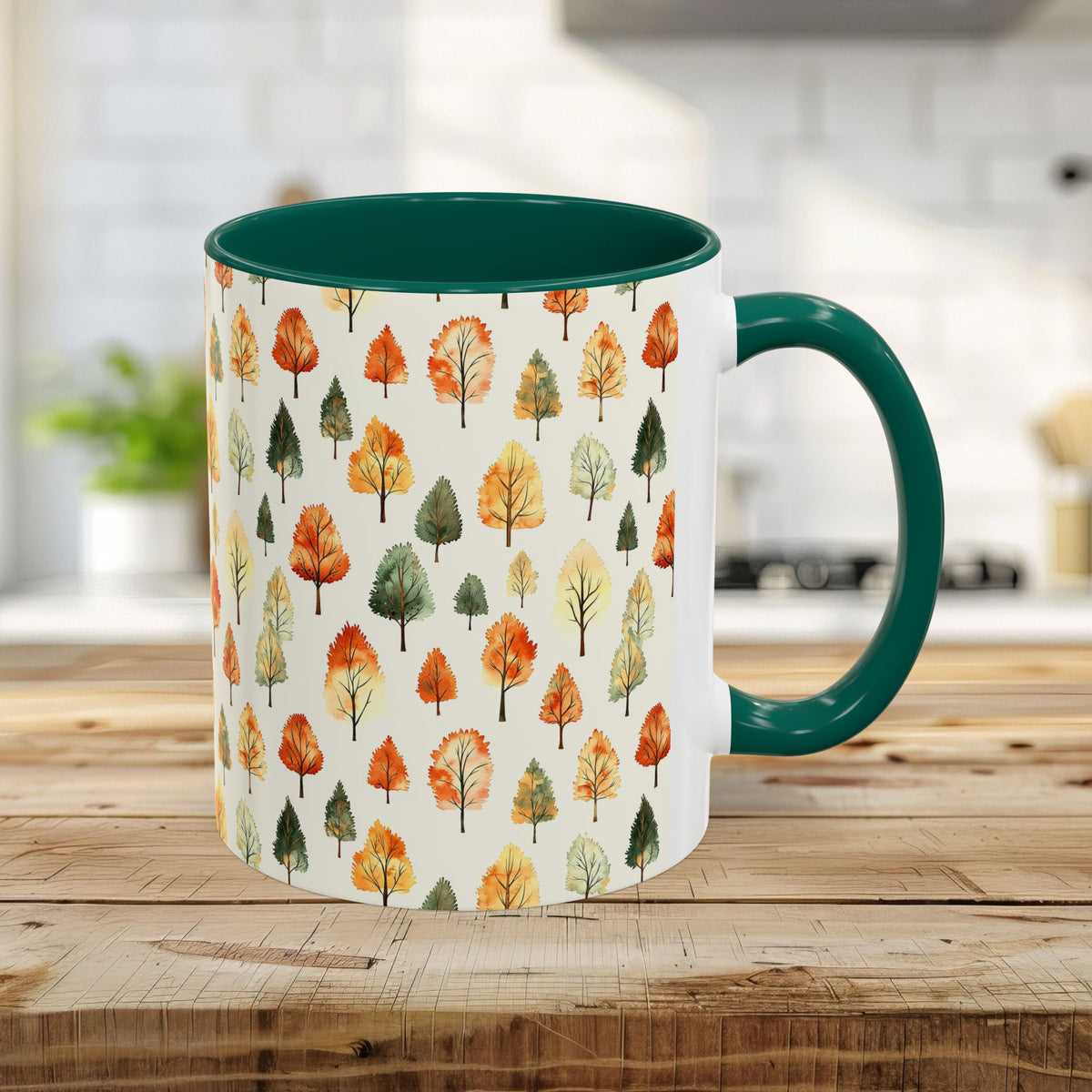 Golden Autumn Watercolor Trees Mug (11/15oz)