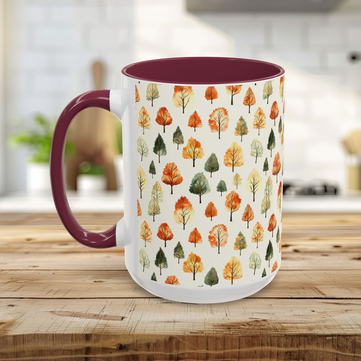 Golden Autumn Watercolor Trees Mug (11/15oz)