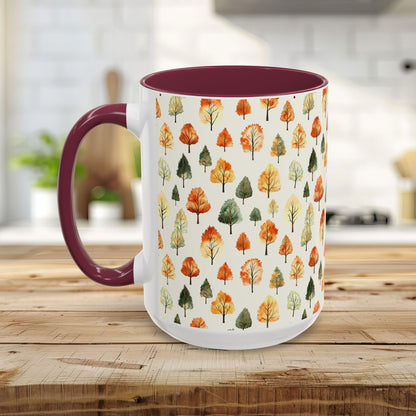 Golden Autumn Watercolor Trees Mug (11/15oz)