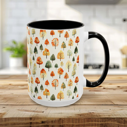 Golden Autumn Watercolor Trees Mug (11/15oz)