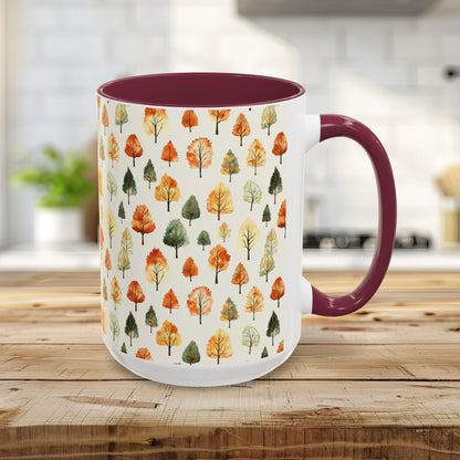 Golden Autumn Watercolor Trees Mug (11/15oz)