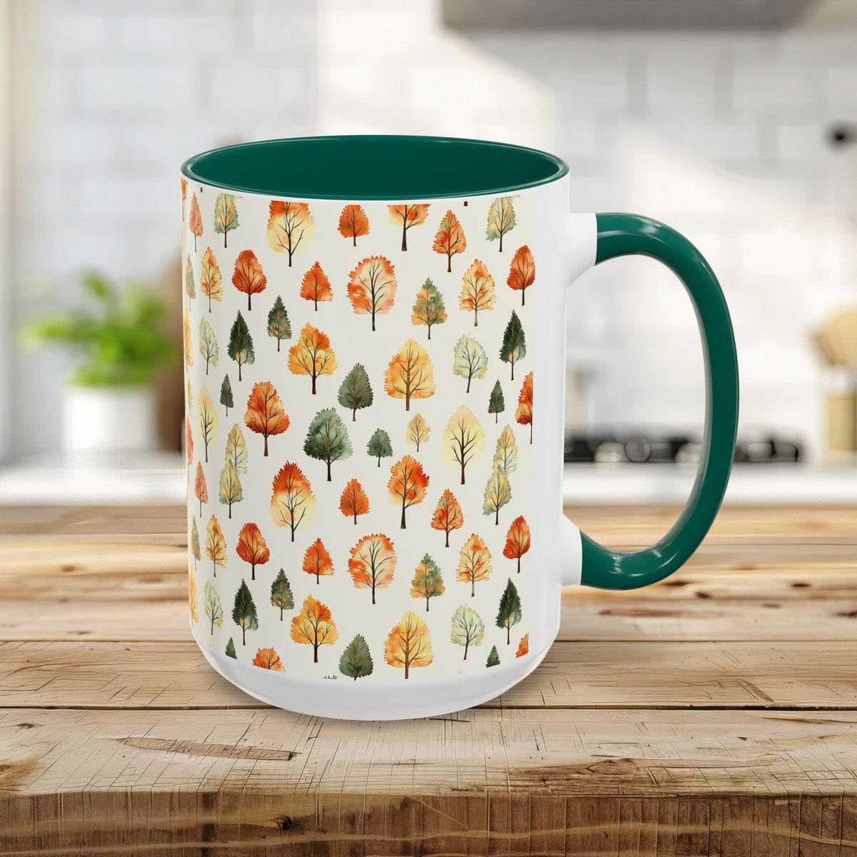 Golden Autumn Watercolor Trees Mug (11/15oz)