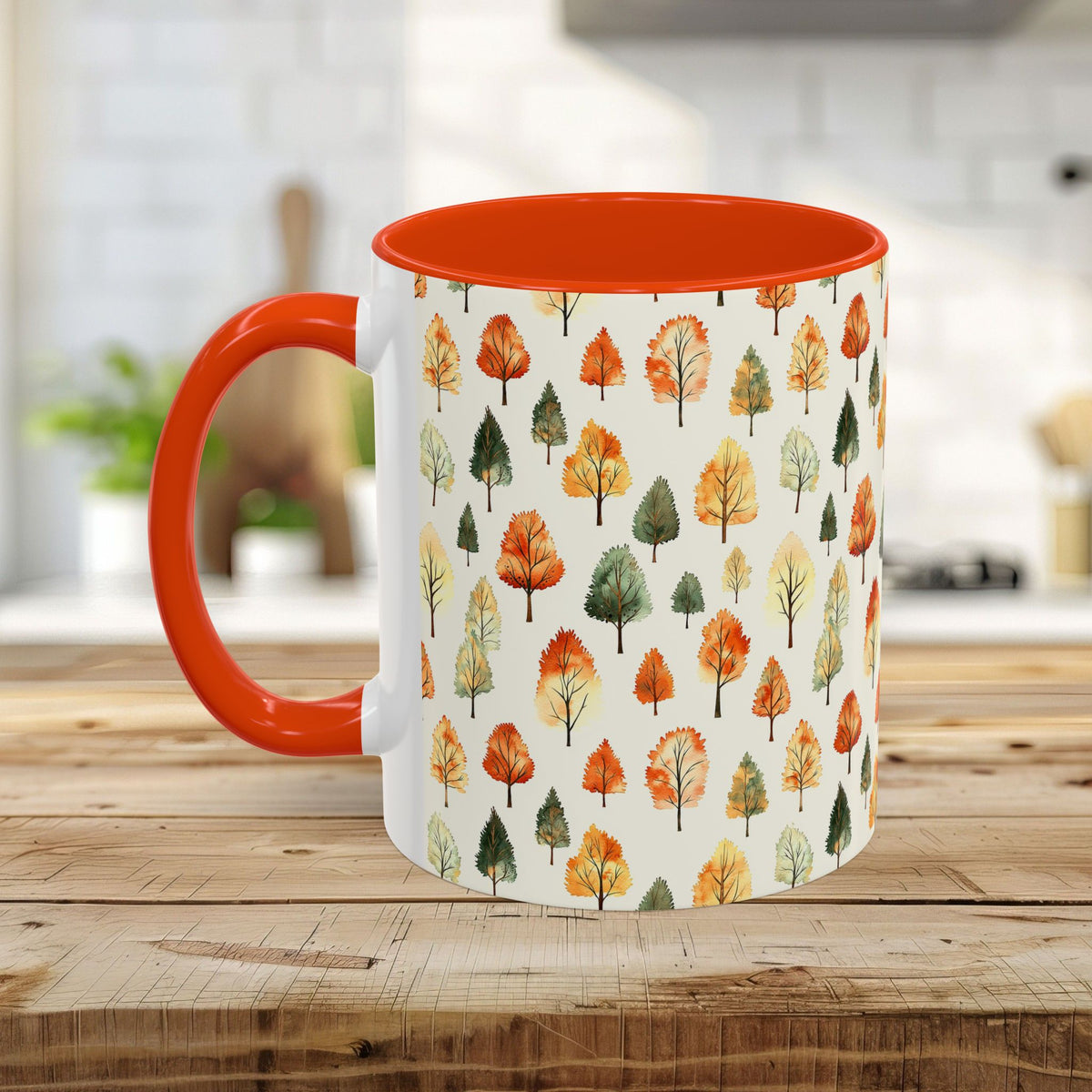 Golden Autumn Watercolor Trees Mug (11/15oz)