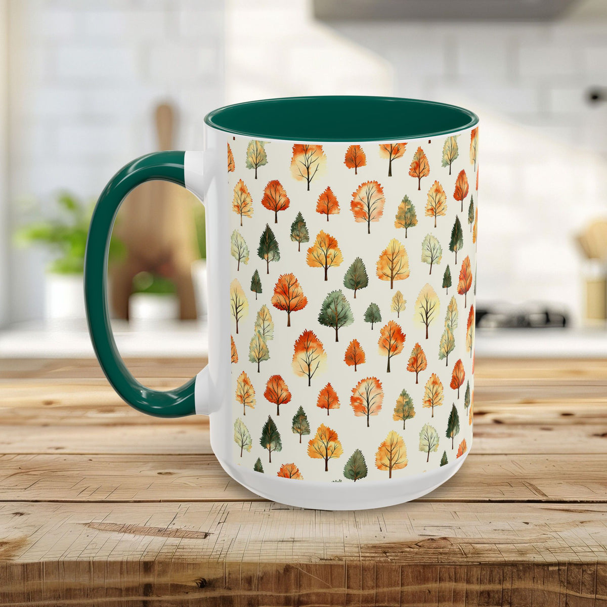 Golden Autumn Watercolor Trees Mug (11/15oz)