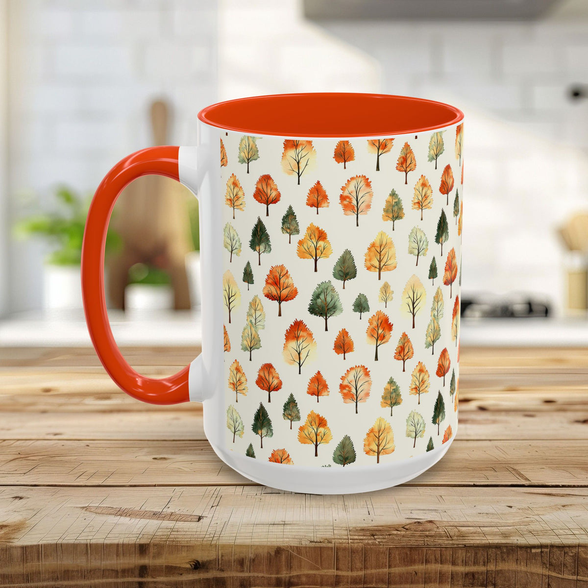 Golden Autumn Watercolor Trees Mug (11/15oz)