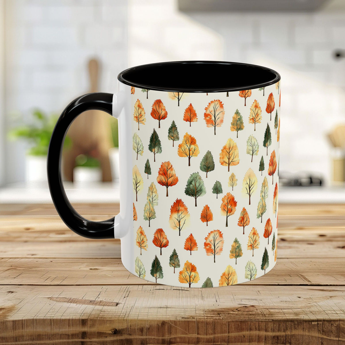 Golden Autumn Watercolor Trees Mug (11/15oz)