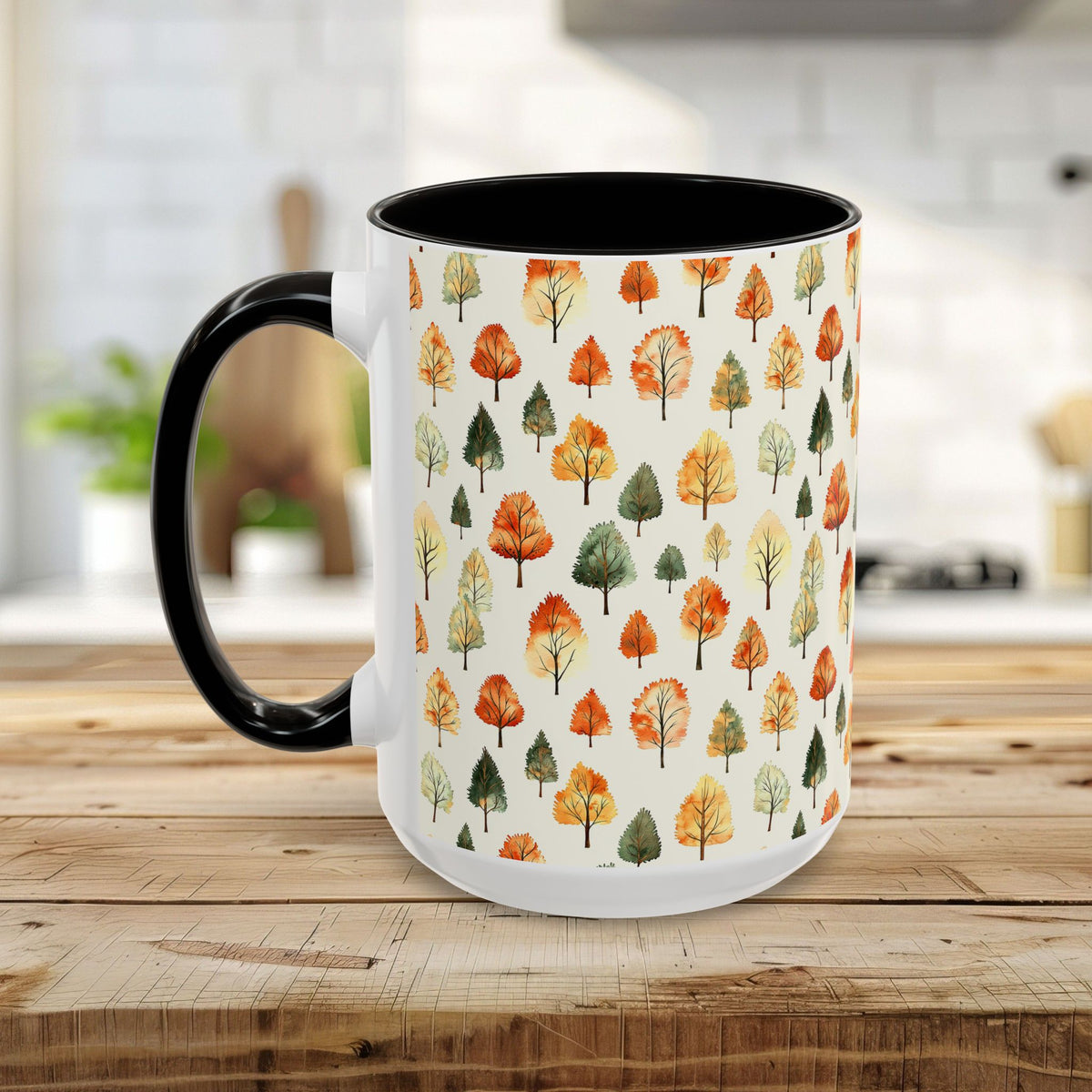 Golden Autumn Watercolor Trees Mug (11/15oz)