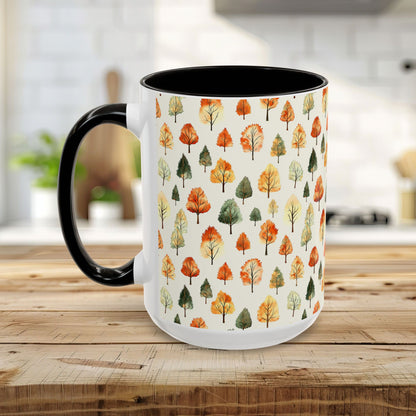 Golden Autumn Watercolor Trees Mug (11/15oz)