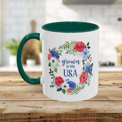 Grown in the USA Patriotic Floral Mug (11/15oz)