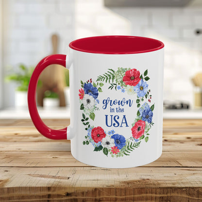 Grown in the USA Patriotic Floral Mug (11/15oz)