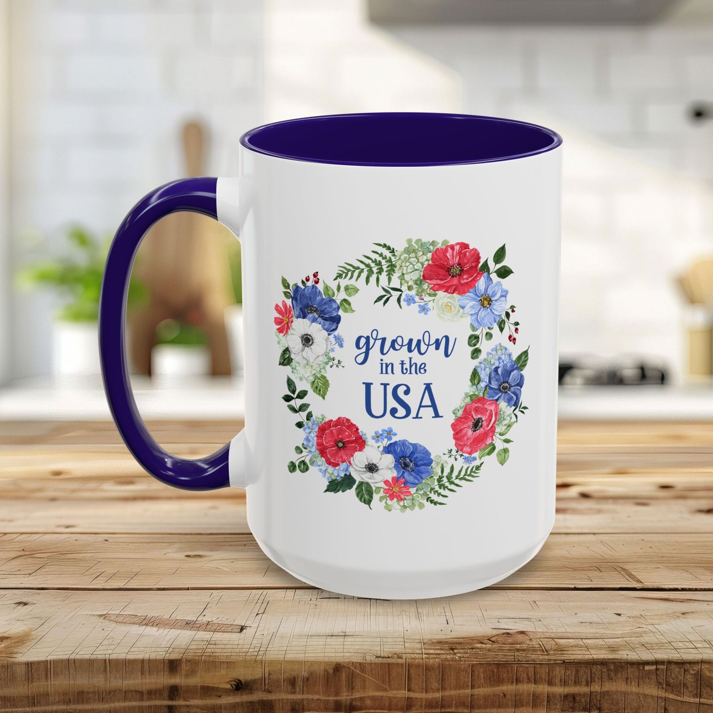 Grown in the USA Patriotic Floral Mug (11/15oz)