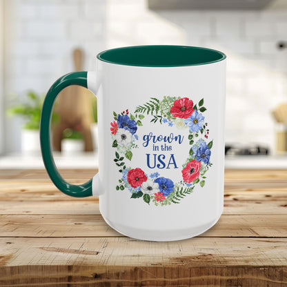 Grown in the USA Patriotic Floral Mug (11/15oz)