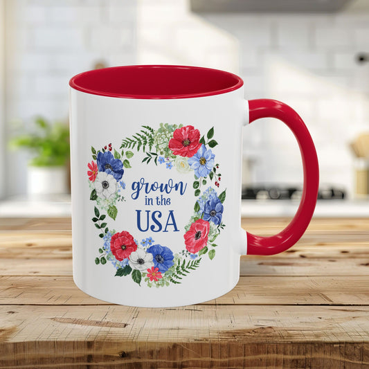 Grown in the USA Patriotic Floral Mug (11/15oz)