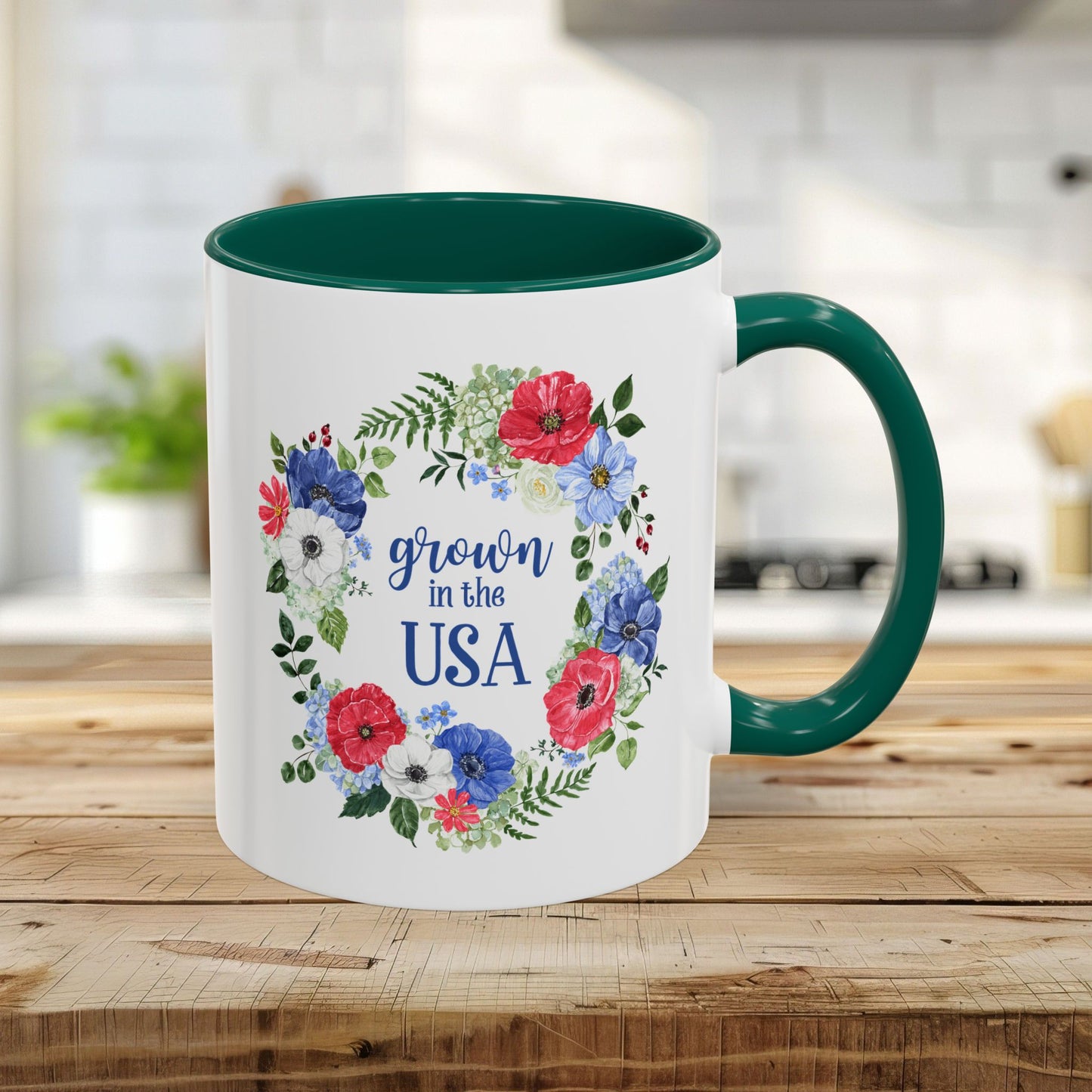 Grown in the USA Patriotic Floral Mug (11/15oz)