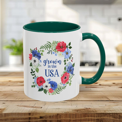 Grown in the USA Patriotic Floral Mug (11/15oz)