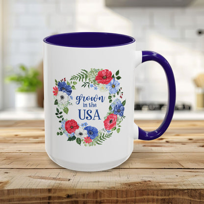 Grown in the USA Patriotic Floral Mug (11/15oz)