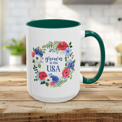 Grown in the USA Patriotic Floral Mug (11/15oz)