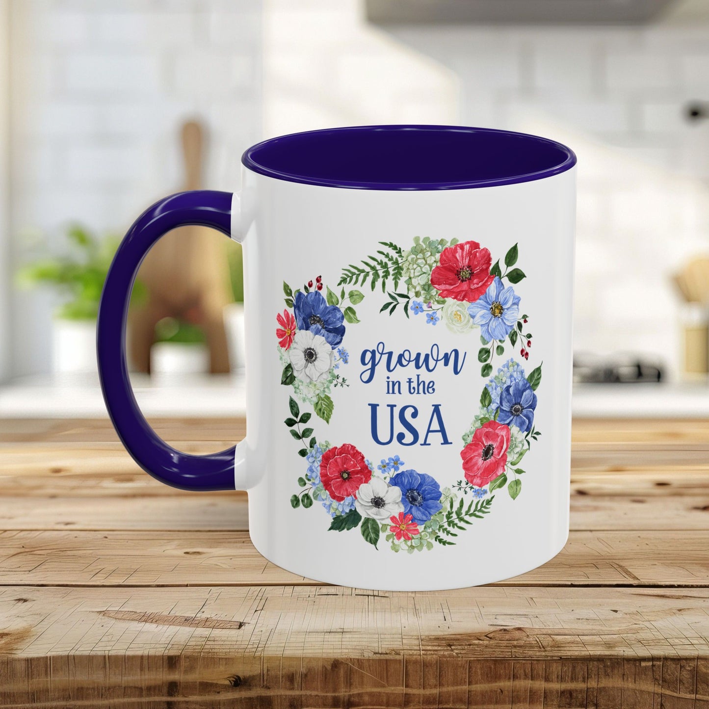 Grown in the USA Patriotic Floral Mug (11/15oz)