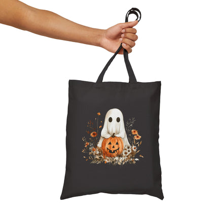 Halloween Ghost & Jack-O’-Lantern Cotton Tote Bag