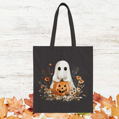 Halloween Ghost & Jack-O’-Lantern Cotton Tote Bag