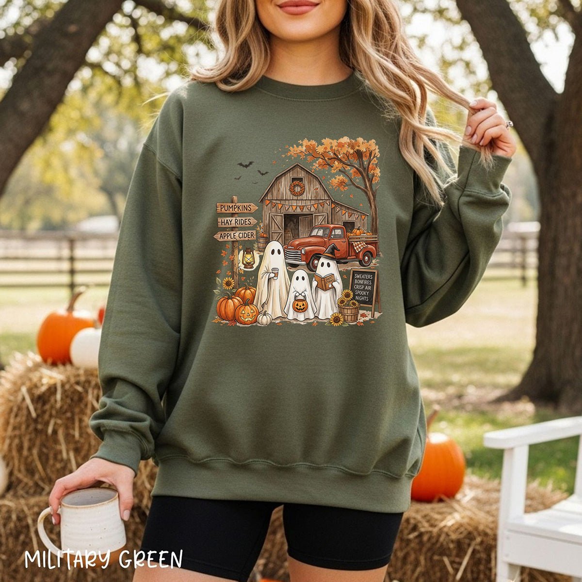Halloween Ghosts and Pumpkin Patch Sweatshirt