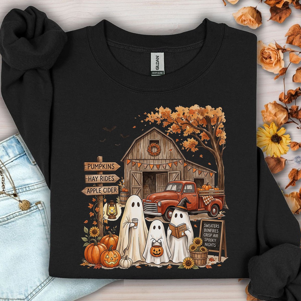 Halloween Ghosts and Pumpkin Patch Sweatshirt