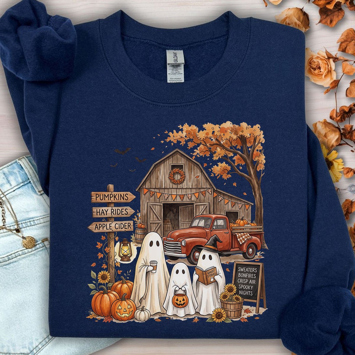 Halloween Ghosts and Pumpkin Patch Sweatshirt