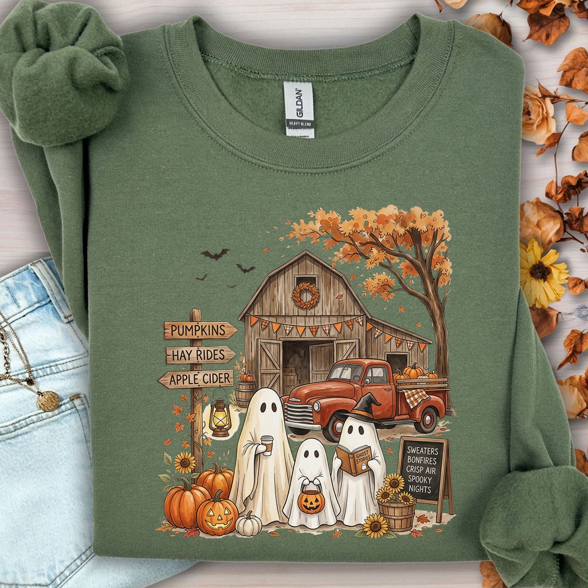 Halloween Ghosts and Pumpkin Patch Sweatshirt