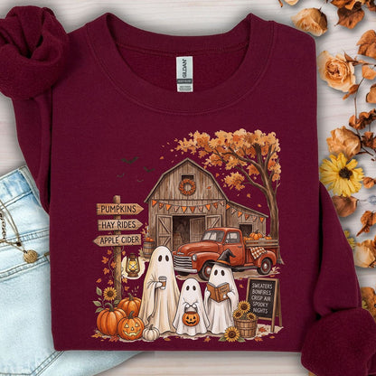 Halloween Ghosts and Pumpkin Patch Sweatshirt