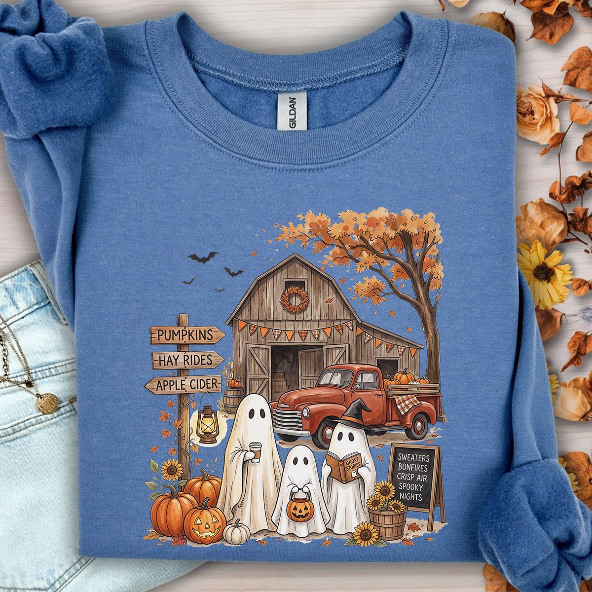 Halloween Ghosts and Pumpkin Patch Sweatshirt