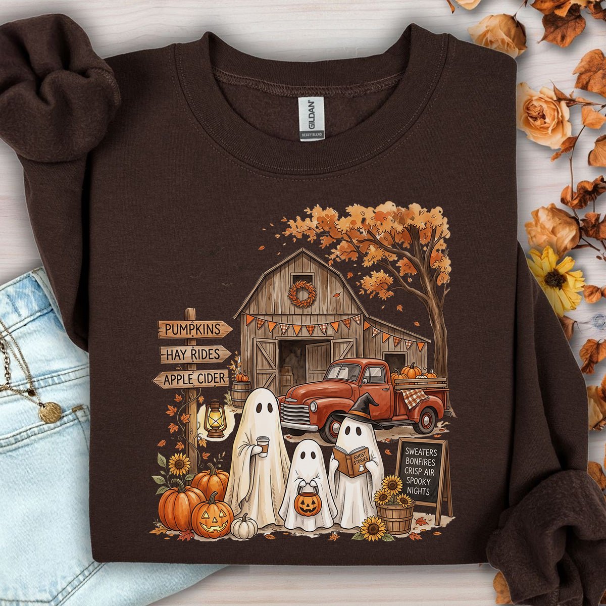 Halloween Ghosts and Pumpkin Patch Sweatshirt