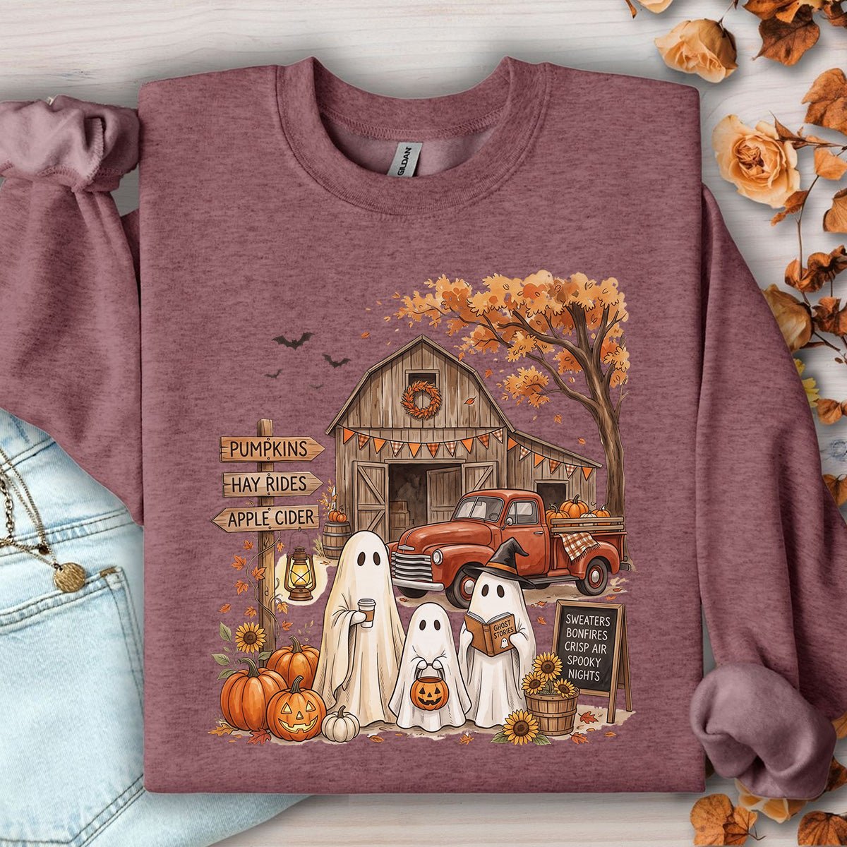 Halloween Ghosts and Pumpkin Patch Sweatshirt