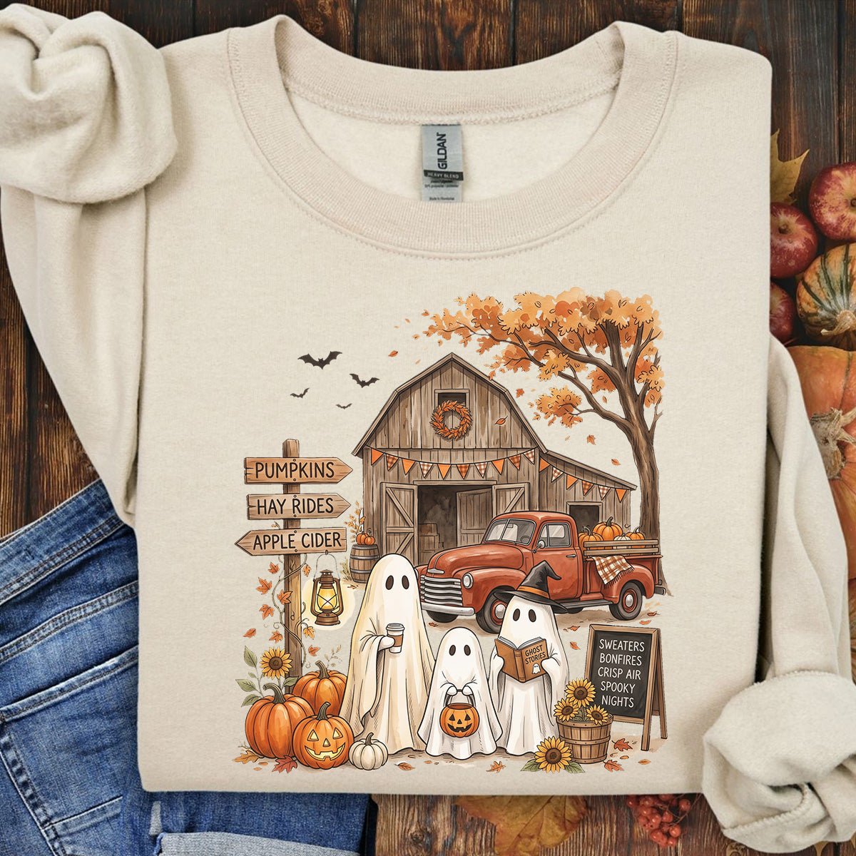 Halloween Ghosts and Pumpkin Patch Sweatshirt
